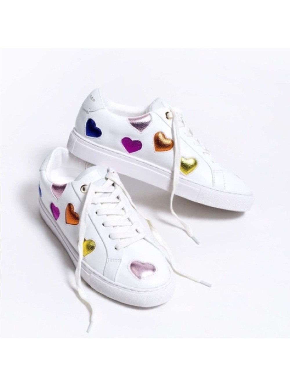 Kurt Geiger Rainbow Heart White Leather Sneakers - Size 6.5